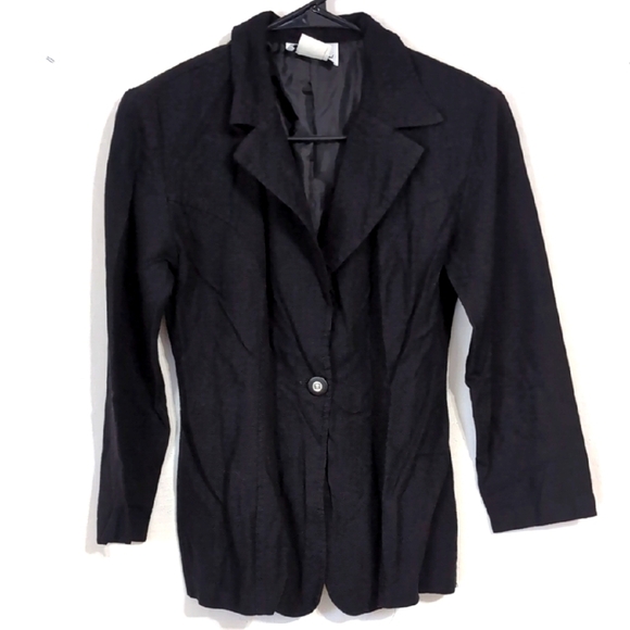 Vintage String Bean Black Linen Blend Blazer Jacket SIze 3 - Picture 1 of 6